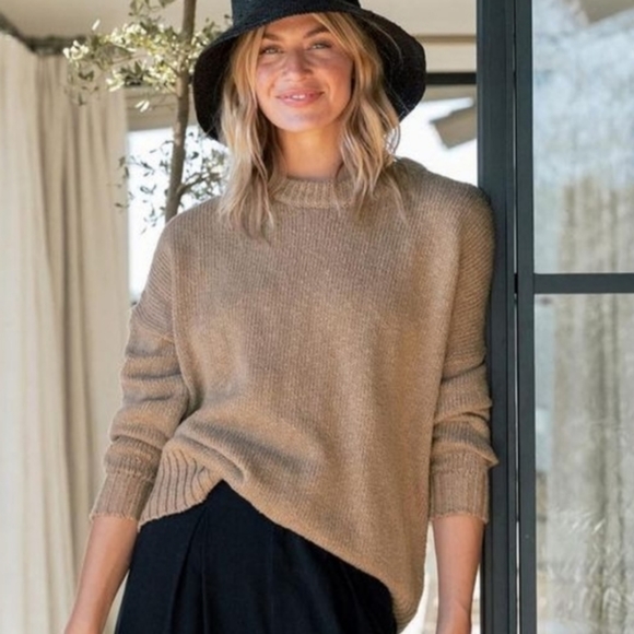Jenni Kayne Cruise Cocoon Crewneck Sweater Safari Tan Small/Med Oversized! EUC! - Picture 12 of 12